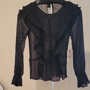 Elegant Black Ruffled Women's Top